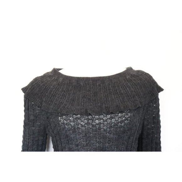Free People Women's Small Gray Crazy In Love Sweater Crochet Knit Pullover Top - Picture 4 of 9